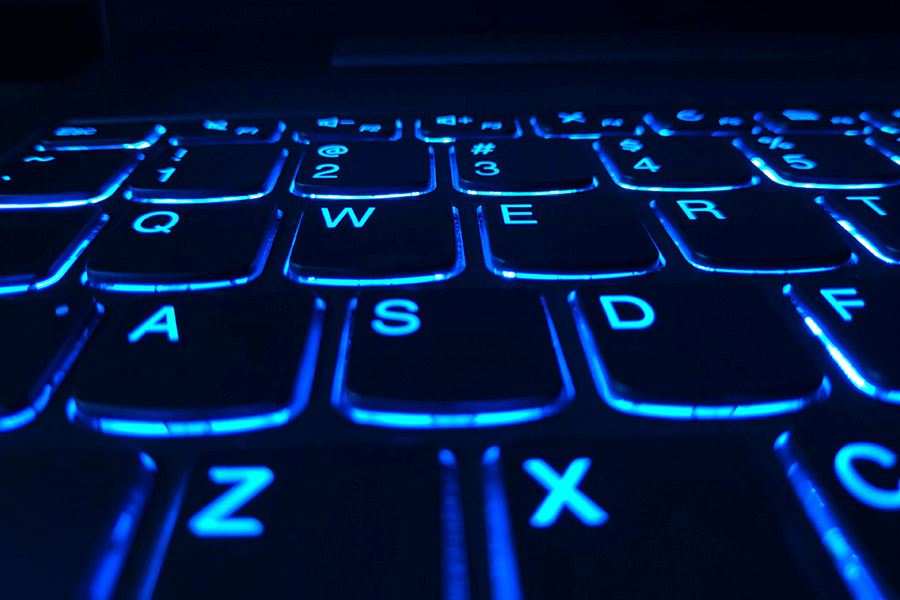 neon keyboard closeup